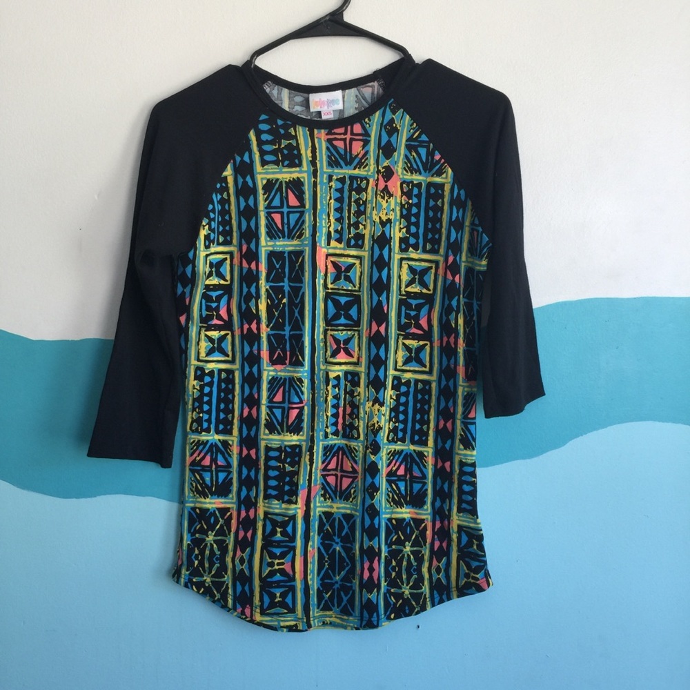 Lularoe Randy Baseball Tee Geometric Tribal XXS